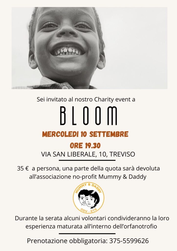 10 settembre 2025: cena a favore di Mummy&Daddy al Bloom di Treviso