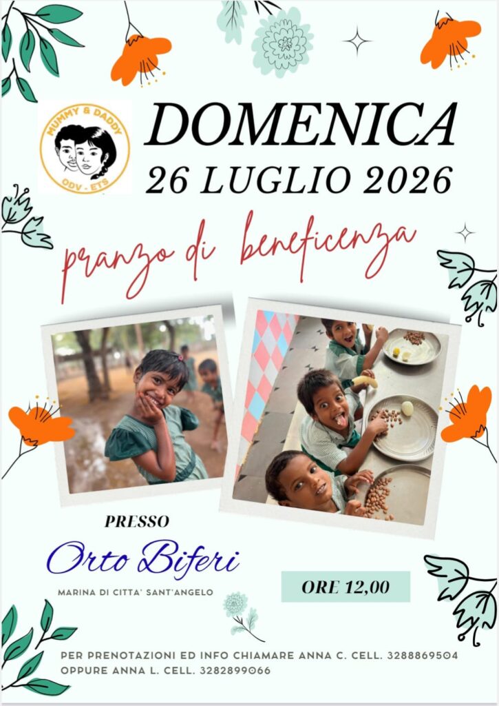 Pranzo di beneficenza domenica 26 luglio 2026 a Città Sant'Angelo - Pescara